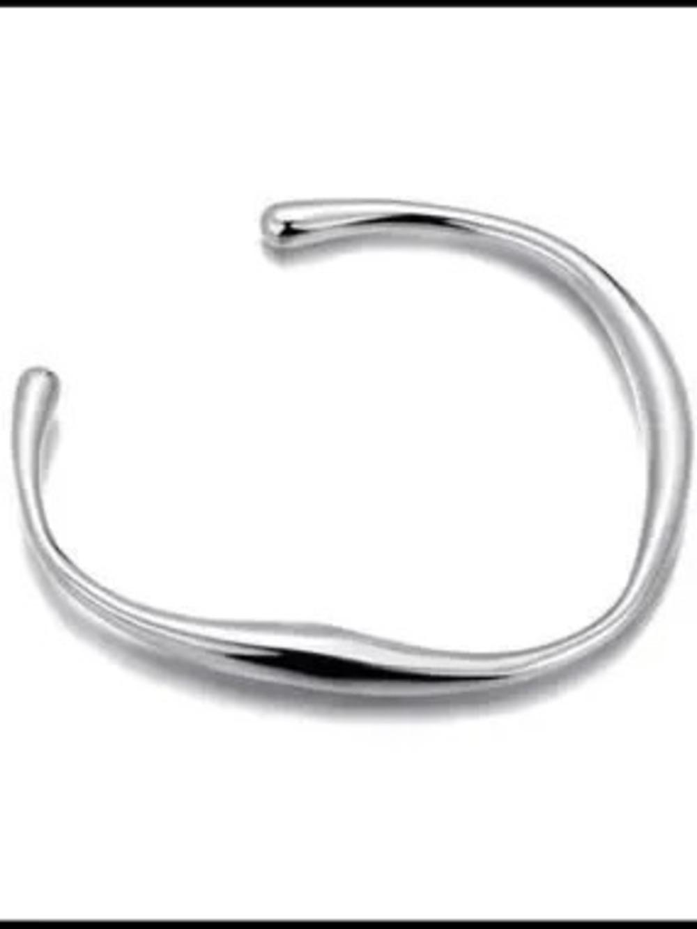 Sterling Silver Plated Stainless Steel Wave Cuff Bracelet Minimalist Bangle